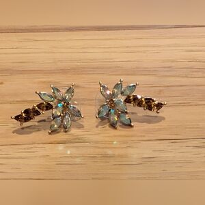 Elegant Gold and Brown Floral Earrings